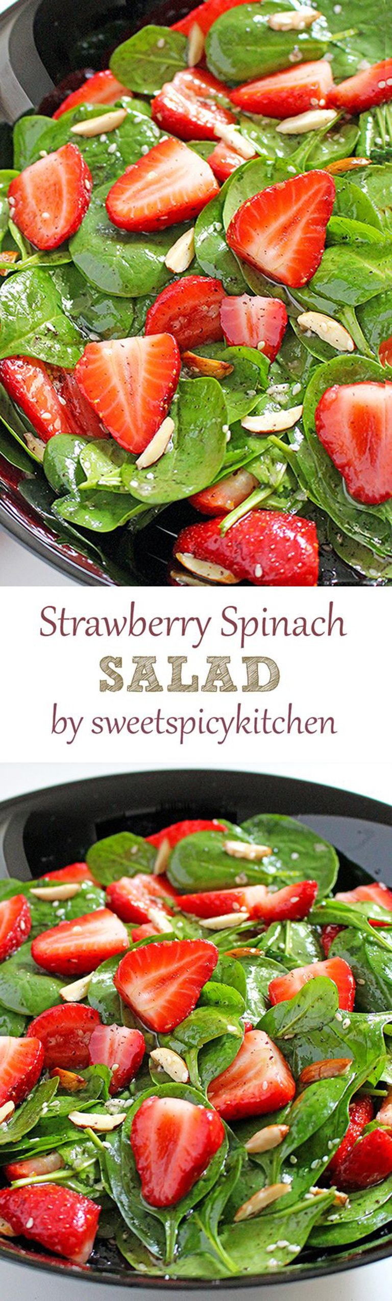 Quick and Easy Strawberry Spinach Almond Salad a great refreshing salad for these spring/summer days..