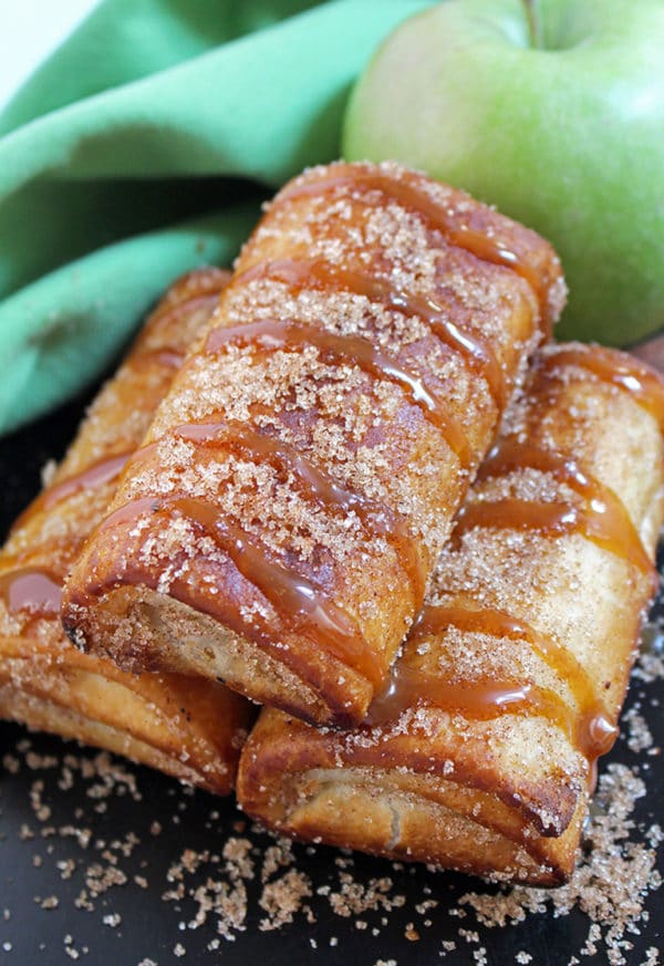 Fall is a time of the year when we enjoy beautiful dishes … Delicious Caramel Apple Chimichangas dessert is one of them.