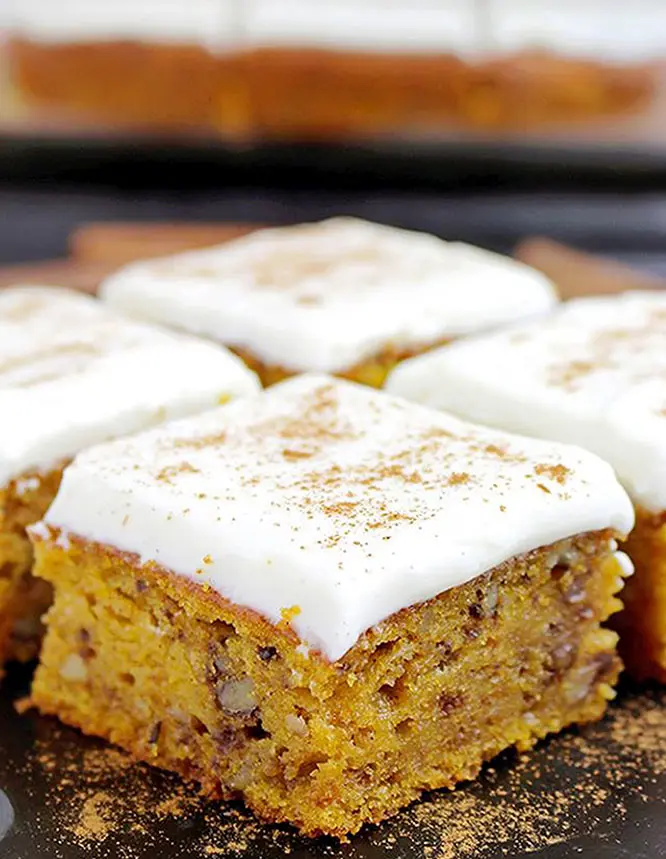 Pumpkin Walnut Bars with Cream Cheese Frosting