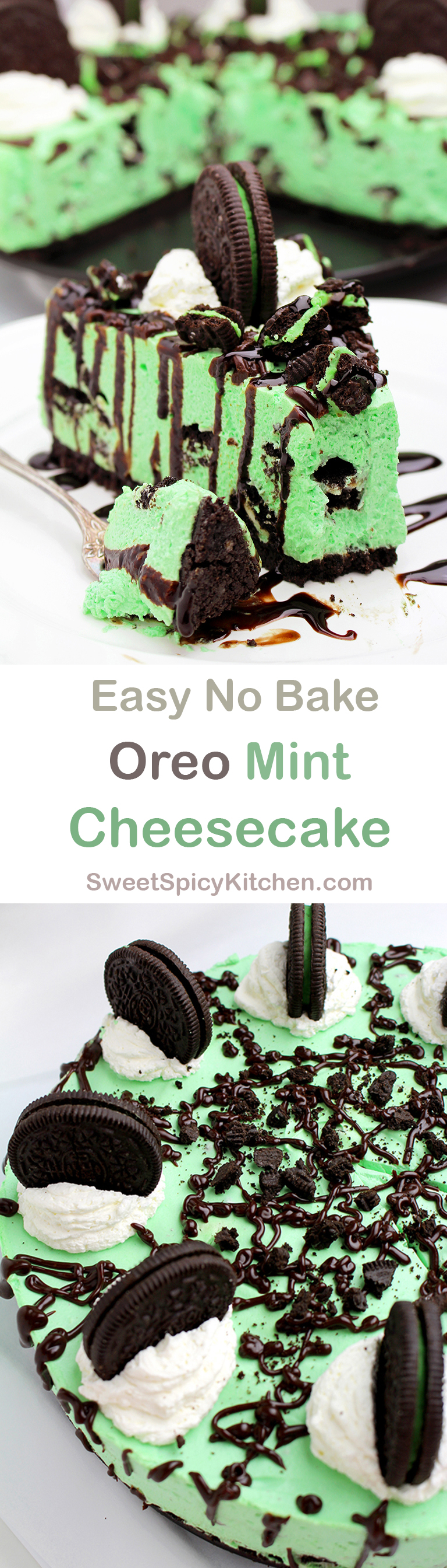 Easy No Bake Oreo Mint Cheesecake