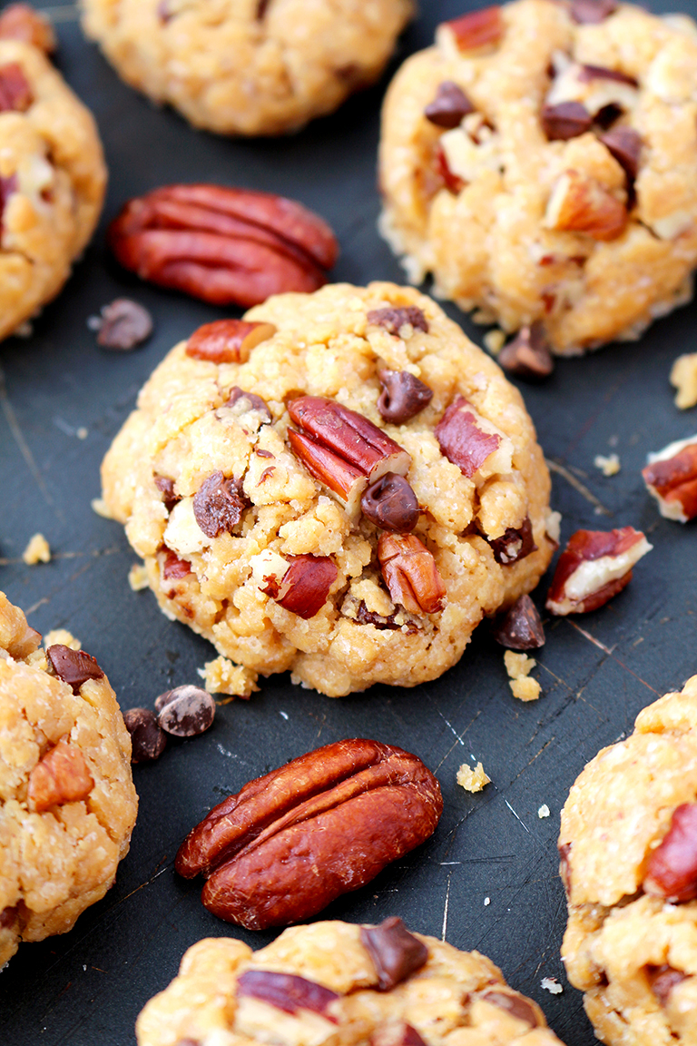 Peanut Butter Cookies with Chocolate Chip and Pecans