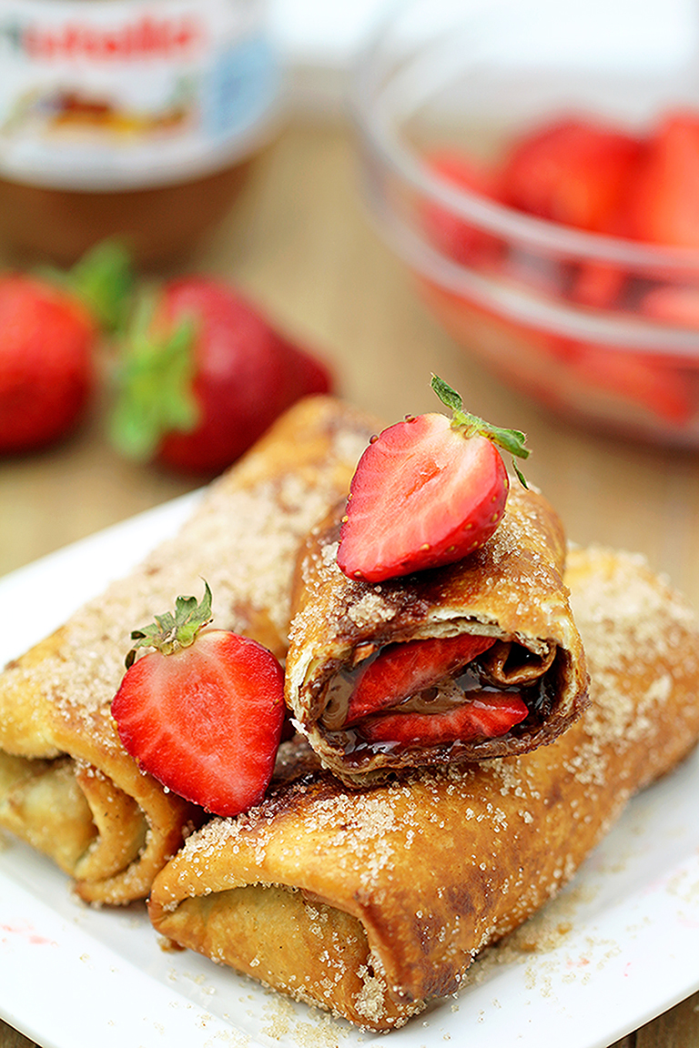 Easy Strawberry Nutella Chimichangas