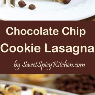Chocolate Chip Cookie Lasagna is a light and creamy dessert with chocolate chip cookie crust.