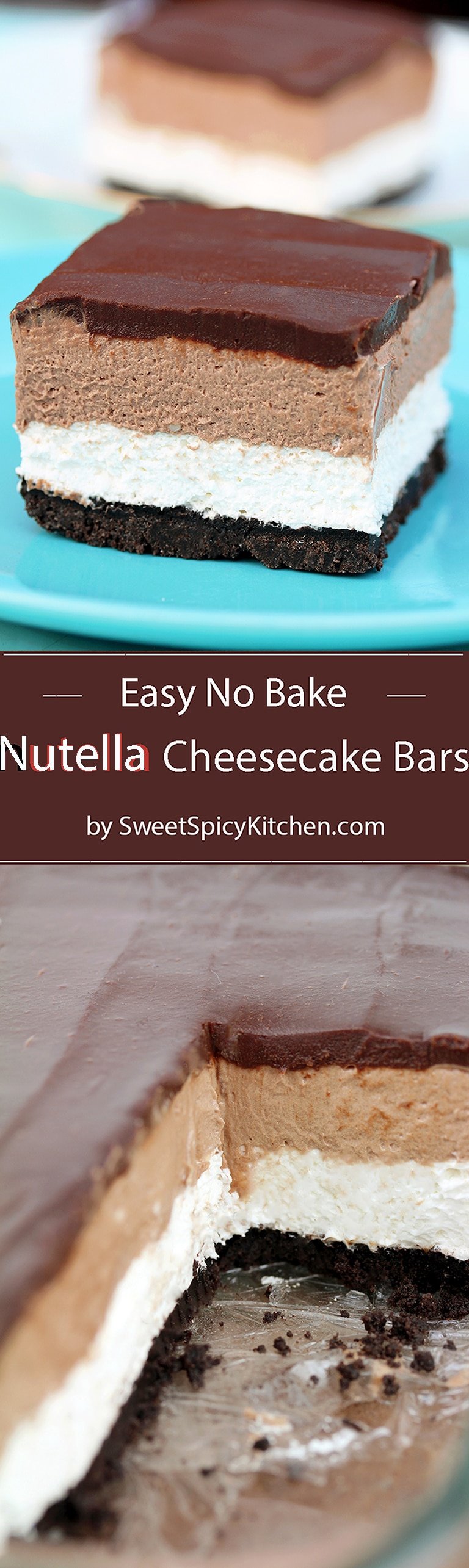 Easy No Bake Nutella Cheesecake Bars Sweet Spicy Kitchen