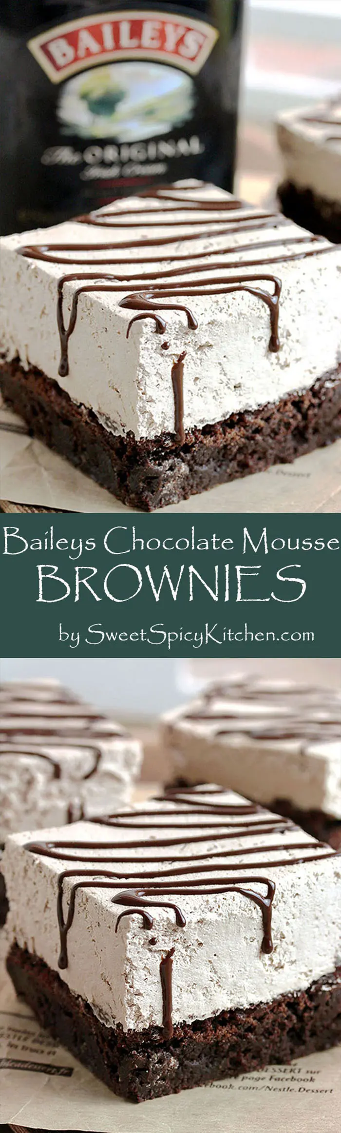 Baileys Chocolate Mousse Brownies have a brownie layer as a base that is followed by a layer of Baileys Chocolate Mousse and it’s all in one dessert. It is very delicious, easy to make and it’s perfect for St Patrick’s Day.