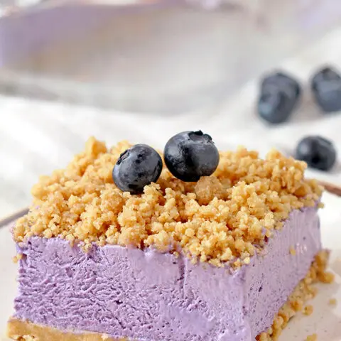 Easy Frozen Blueberry Dessert – a perfect spring and summer dessert for all blueberry fans. This refreshing, creamy, frozen dessert made with fresh blueberries and a crunchy graham cracker layer, topped with graham cracker crumbs is very quick and easy to prepare.