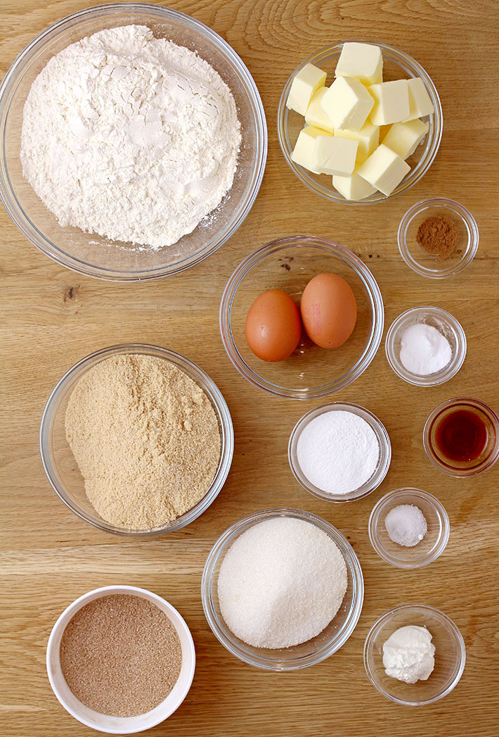 Ingredients for Chewy Brown Butter Snickerdoodle Cookies